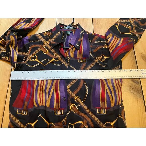 Lauren Ralph Lauren Women's Equestrian Bridle Horse Button Up Shirt. Small VTG? - Picture 9 of 9